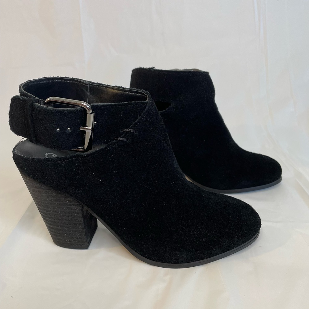 Carlos by Carlos Santana NEW Black Suede Hawthorn Open Back Heeled Bootie